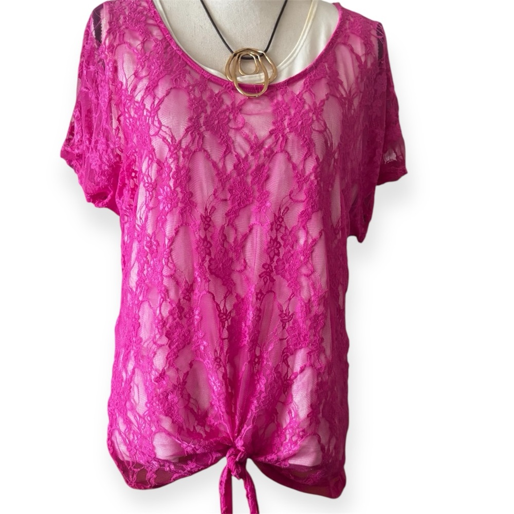 Pink Lace Tie-Front Top NWT